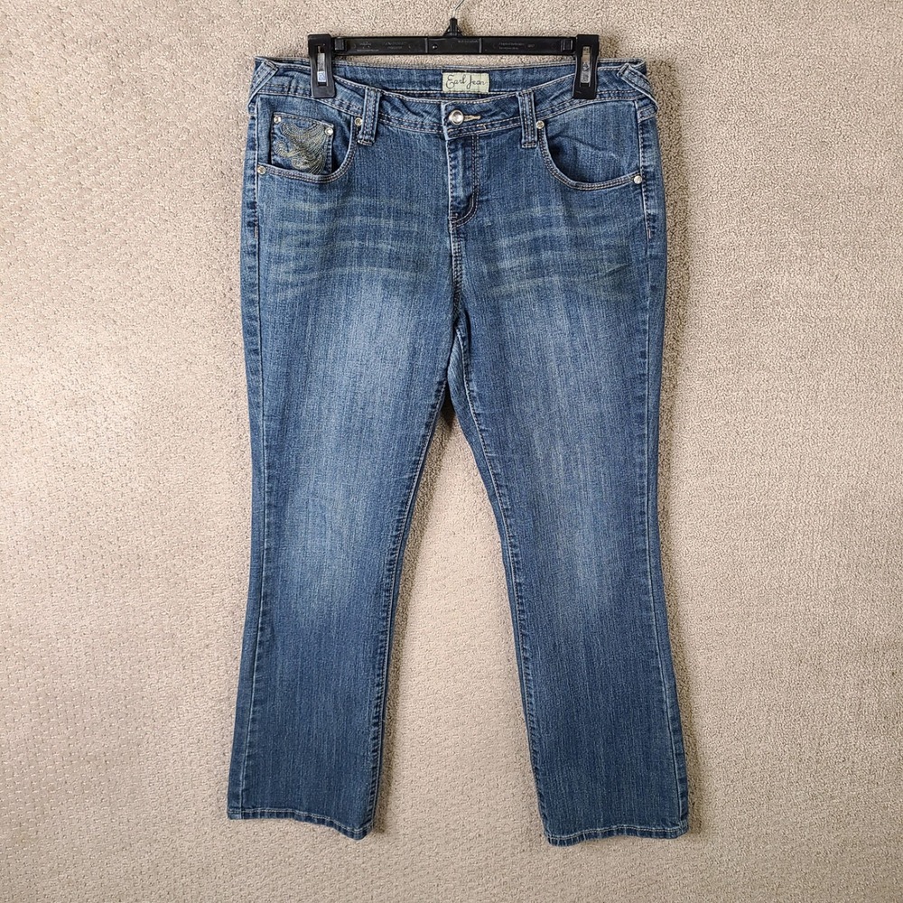 Earl Jeans Womens 10P‎ Blue Bootcut Embellished Pockets Dark Wash Denim Stretch